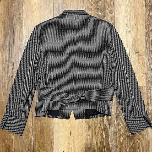 VTG Emanuel Ungaro Houndstooth Wool Blazer 3 Button Tie Back Lined Gray Size 14 - Picture 6 of 11